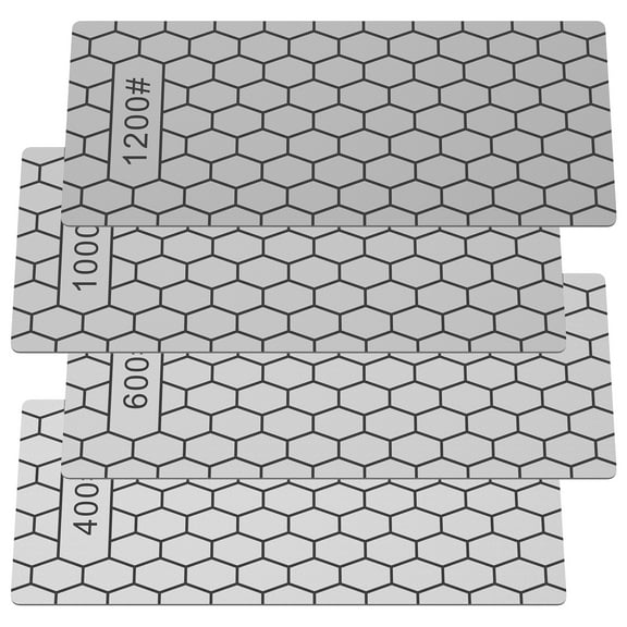 Ikoopy 4Pcs Diamond Sharpening Stone Set with Honeycomb Surface Portable Diamond Sharpening Plate Efficient Diamond Lapping Plate Diamond Stone Sharpener 400/600/1000 /1200 Grit for Scissors Cutters