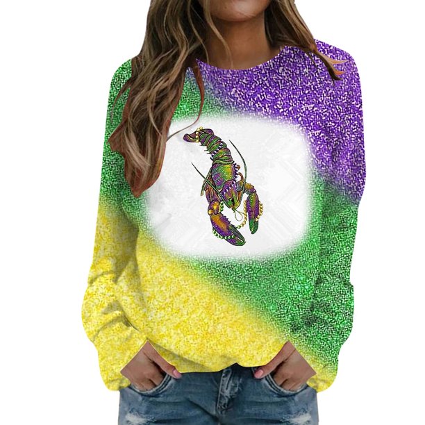 Gibobby Sudadera sin capucha y ocio 2024 Sudadera de de moda para mujer con cuello redondo estampado y manga larga informal sin sombrero (2)(Verde, L)