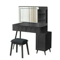 thumbnail image 4 of MODERNLUXE Makeup Vanity Desk with Mirror & Lights,Vanity Desk with 4 Drawers,3 Shelves and Stool,Dressing Table for Bedroom,Black, 4 of 7
