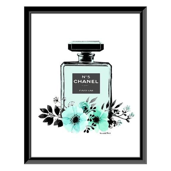 Fashion Floral Glam Perfume Bottle - Framed Print