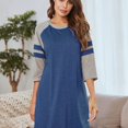 thumbnail image 5 of Women's Nightgowns 3/4 Sleeve Sleep Shirts Soft Two Striped Nightshirts Contrast Color Nightdress S-3XL, 5 of 7