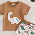 thumbnail image 3 of Baby Toddler Boy Clothes Summer Outfits 6 12 18 24 Months 2T 3T 4T Short Sleeve Dinosaur Embroidery T-Shirt + Shorts Set Clothes, 3 of 3