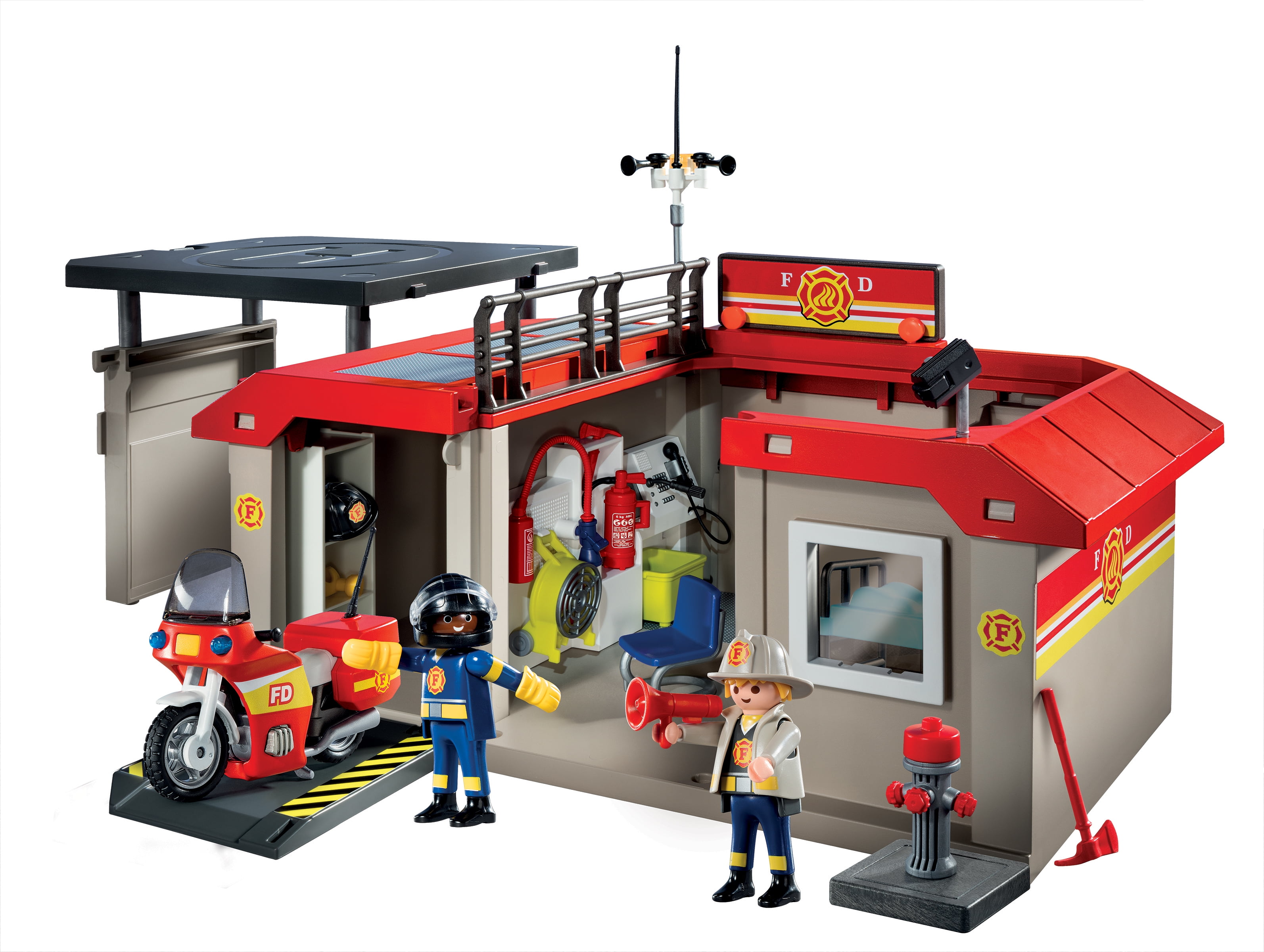 Playmobil firefighters-pan roof red double 9x8,5cm barracks 3175 g406 