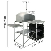 VEVOR Camping Kitchen Table Folding Portable Cook Table 1 Cupboard & Windscreen