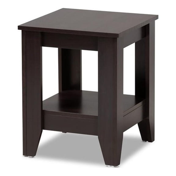 Bowery Hill 1 Shelf Modern Engineered Wood End Table in Dark Brown