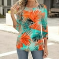 thumbnail image 5 of CYMMPU Summer Fashion Shirts 3/4 Sleeve Tunic Tops Flower Printed Loose Fit Spring Tops Blouses for Women Dressy Casual Crew Neck Lightweight Basic T-Shirts Green S, 5 of 6