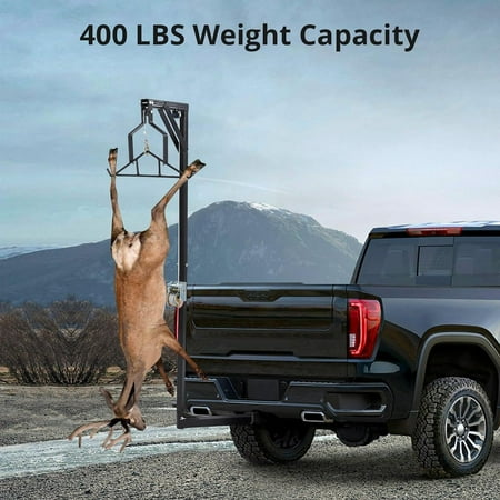 Deer Hoist for Truck Hitch Truck Hitch Game Hoist & Gambrel Deer Hanger for Skinning with Lifting Winch Adjustable Height and 360 Degrees Swivel 400 LBS Load Capacity