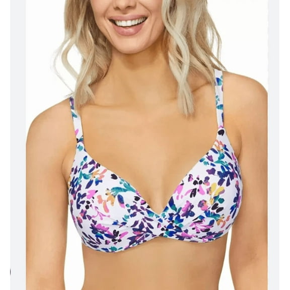 Island Escape Floral Print Honey Bloom Gemini Underwire Bikini Top Size 12