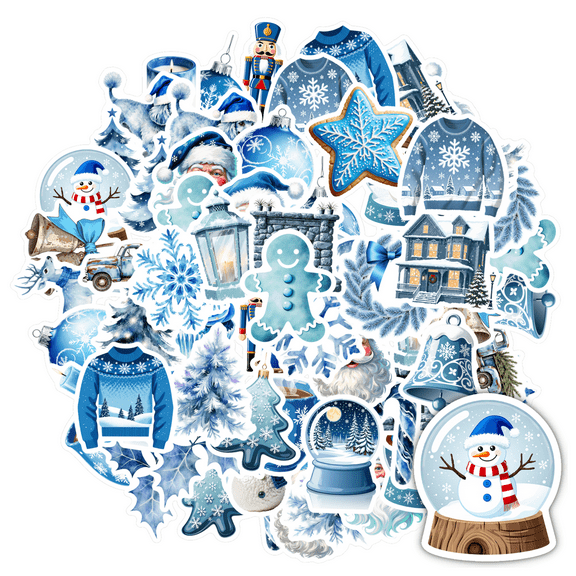 35pcs Festive Stationery Stickers Christmas Kids Stickers Toy Winter Graffiti Decals for Laptops Suitcases Fridge