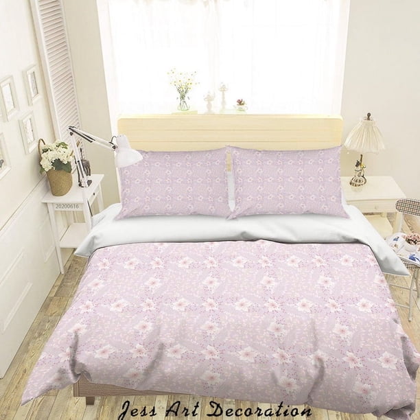 3D púrpura floral funda de edredón juego de ropa de cama funda nórdica fundas de almohada Sf03