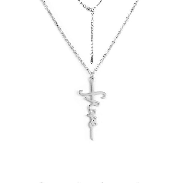 Collar con colgante de cruz de Jesús de acero inoxidable de Cazador para mujer, gargantilla de fe, esperanza y fuerza, regalos de joyería - Hope-Steel - Código de producto 47753 Hope-Steel