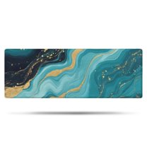 Blue and Gold Marble Sparkle Waves Pattern Bathroom Rugs Mat,Non Slip Microfiber Bathroom Rug,Rubber Backing,Soft Bathroom Mats for Bathroom Floor,Tub and Shower,47x17in(120x43cm)