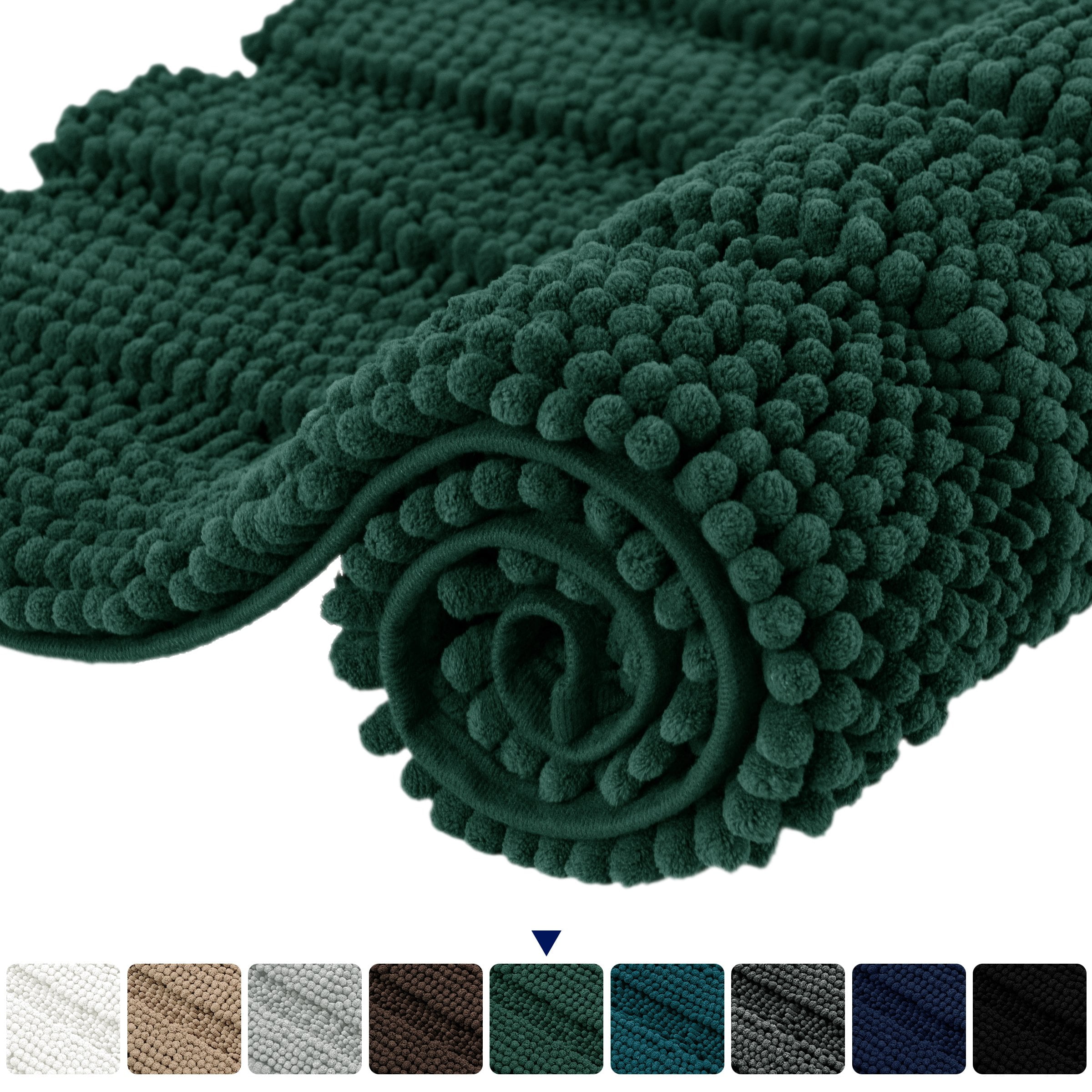 Subrtex NonSlip Bathroom Rugs Chenille Soft Striped Plush Bath Mat