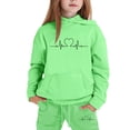 thumbnail image 2 of Gyexs Kids Clothes for Girls Size 10-11 Years Breathable Cotton Sweatshirts Sweatpants, 2pcs Pants Set (Green, 10-11 Years), 2 of 3
