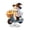 A, variant on Halloween Ghost Tabletop Decoration, Cute Witch Hat Ghost Riding Blue Scooter with Pumpkin Basket, 2D Rotating Ornament for Indoor Shelf, Party Decor and Home Display