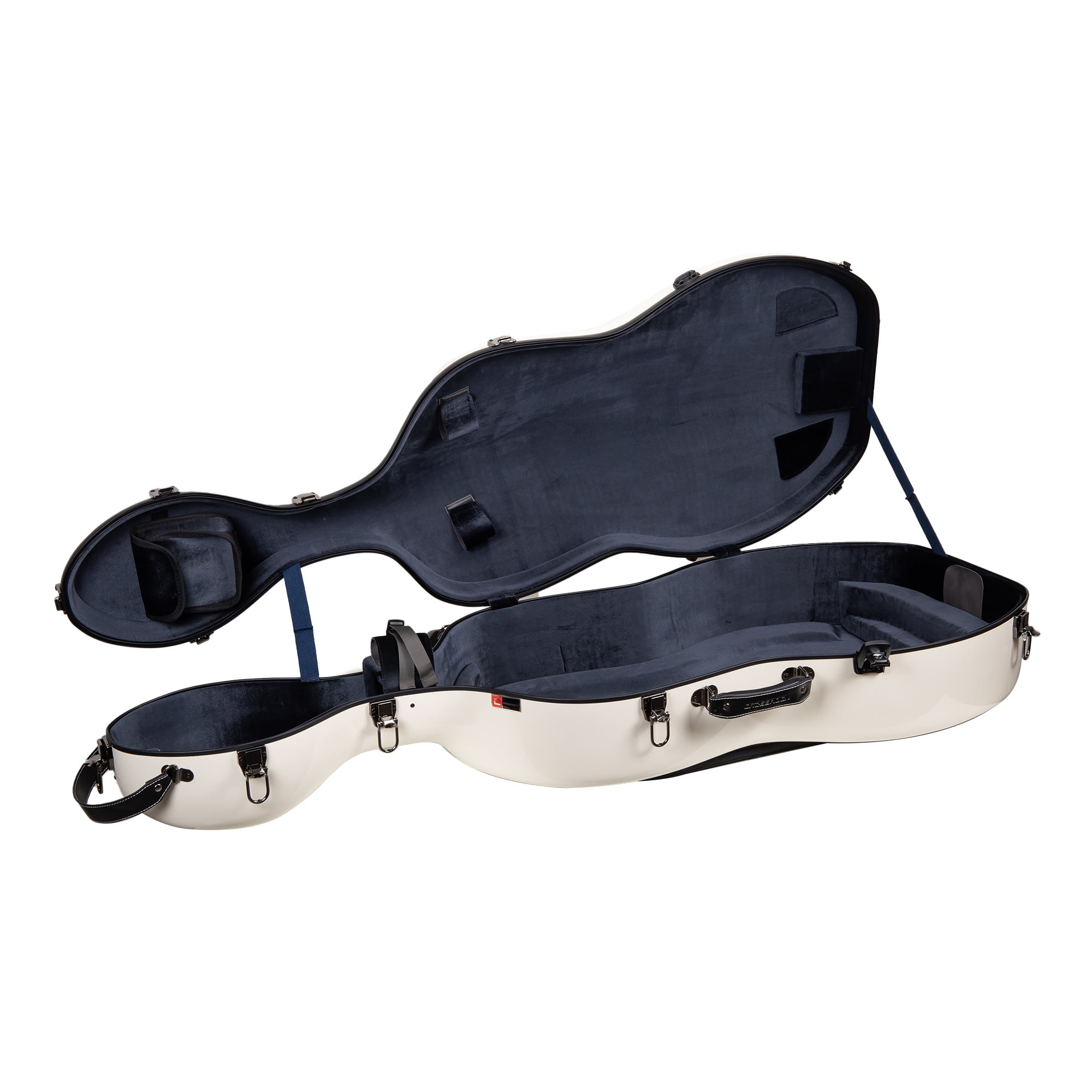 Crossrock Fiberglass Case with Wheels-Fits 4/4 Full Size Cellos-Includes Padded Music Pouch, 3 Handles, Removable Shoulder Straps, Combination Lock-Milky White (CRF2020CEFMW)