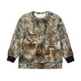 thumbnail image 4 of Xoenoiee Deer Hunting Camo Print Girls Oversized Crew Neck Long Sleeve Sweatshirt Casual Loose Reverse Seam Side Slit Fall Pullover Top, 13-14 Years, 4 of 7