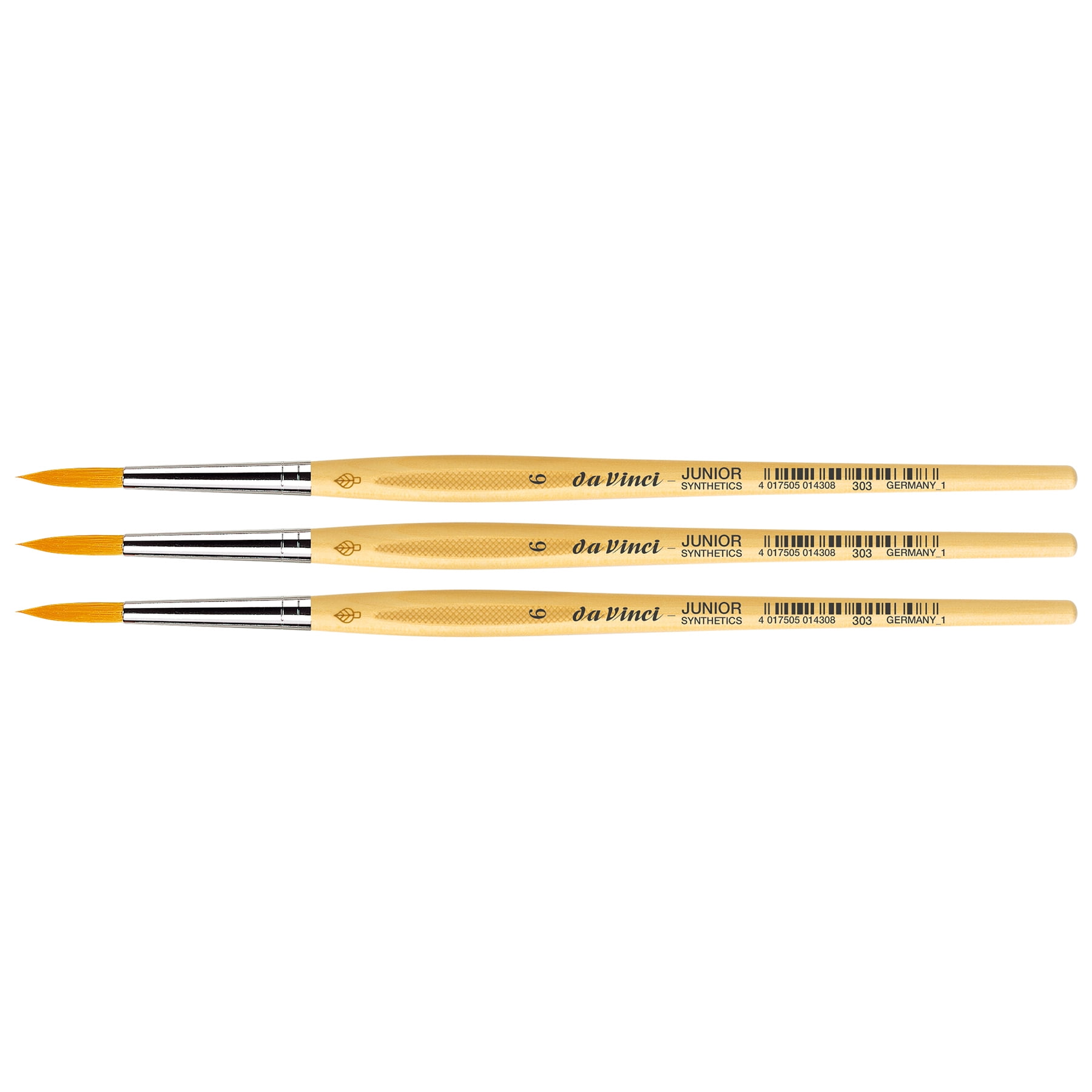 da Vinci JUNIOR Synthetics Student Brush, Synthetic, Tempera, Round, Series 303, Size 6, Pack of 3