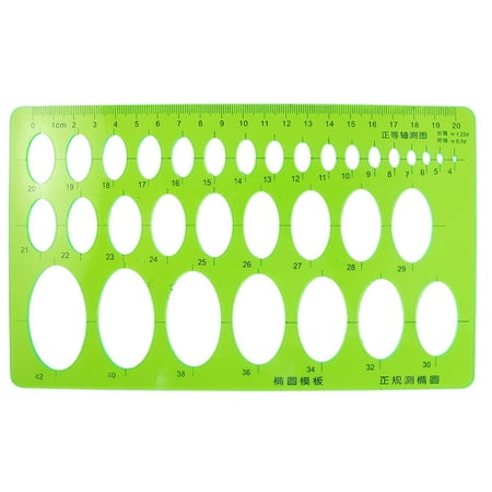 REGALWOVEN Eduional Stationery Drawing Template Oval Ruler Guide Clear Green 20cm