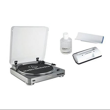 Audio Technica AT-LP60USB Fully Automatic Belt Driven Turntable with USB Port bundled with the AT-6012 record cleaner