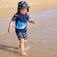thumbnail image 5 of JIAYUE Boys Swimwear O-Neck Short Sleeve 3 Piece With Hat Separates Rash Guard Swim Shirt And Trunks For Kids Swimming Pool Cozy Beach Vacation Children Swimsuit, 5 of 6