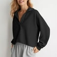 thumbnail image 6 of Timegard Hoodies for Women Cropped Sweatshirts V Neck Drop Shoulder Pullover Loose Long Sleeve Tops, 6 of 7