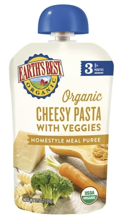 Earth’s Best Organic Stage 3 Baby Food, Cheesy Pasta with Veggies, 3.5 Ounce (Pack of 6)