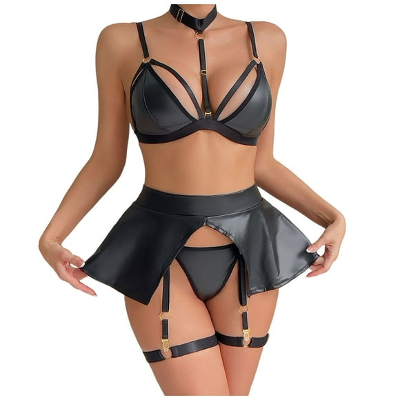 Women's Underwear Sexy Mesh Underwear Garter Belt Three Piece Set Sexy Lingerie Shirts for Women under 10 Kimonos for Women Japanese Two Piece Lingerie for Women with Skirt Negligee Small Padded