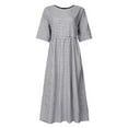 thumbnail image 5 of Puyaiuu New Maxi Dresses for Women 2025 Casual V-Neck Elbow-Length Long Dress Soft Comfort with Pocket Plaid Summer Dresses for Women, 5 of 5