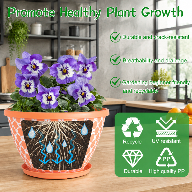 16 Inch Orange 4 Pack Large Plant Flower Pots for Indoor Outdoor Use ...