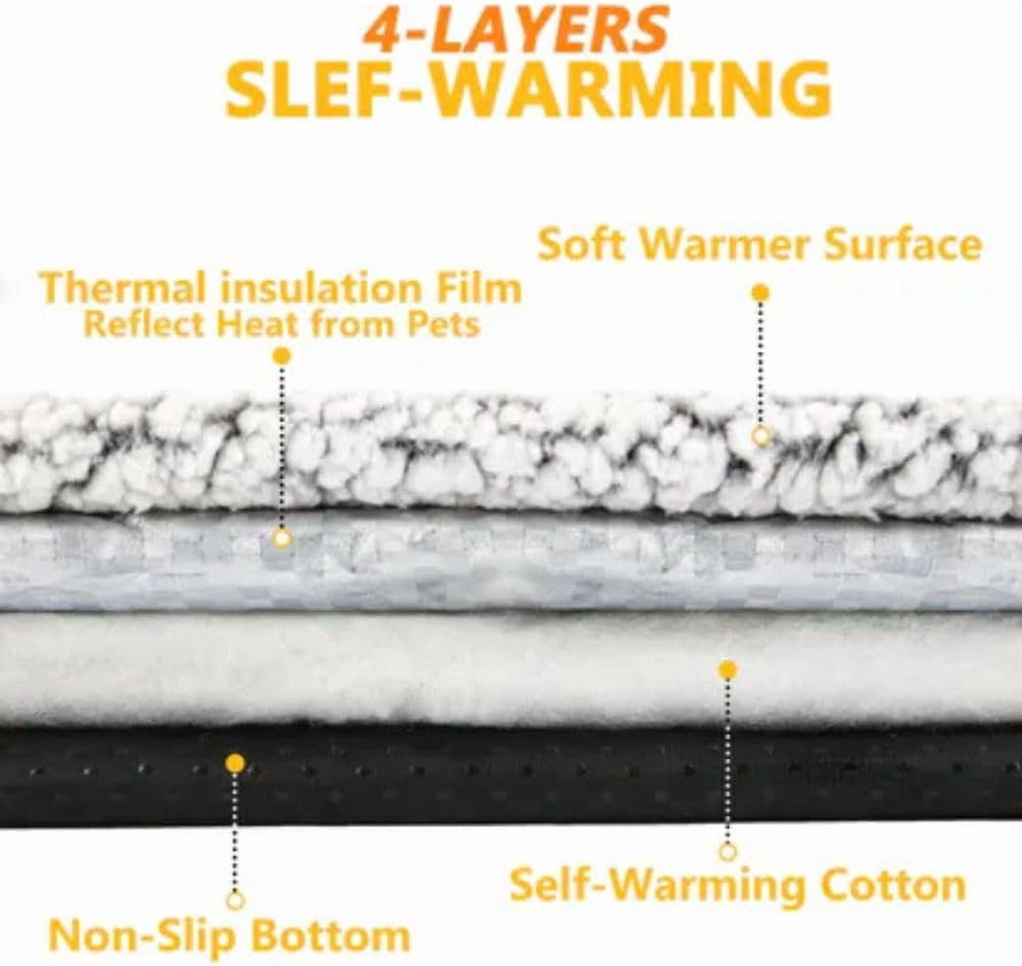 Cozy Cuddle Self-Heating Pet Bed, Thermal Self Warming Cat Mat & Pad, Washable Noiseless Fleece Warmer, Non-Slip Safety for Indoor Floor, Outdoor Crates & Feral Cat House