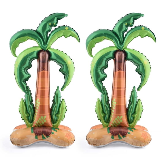 Giant Palm Tree Balloon Standing Cocoa Palm Tree Foil Balloons with Base,for Kids Adults Hawaiian Luau Party Supplies Baby Shower Ball Summer Theme Decorations