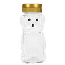 Clearview Container 12 Pack Honey bear with Flip Top Lid Plastic Squeeze Bear 8 oz Gold Caps