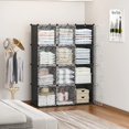 thumbnail image 4 of Zimtown 12 Cube DIY Storage Organizer, 42''L x 18''W x 56''H Portable Closet, Stackable Clothes Wardrobe Cabinet w/Doors, Black, 4 of 7