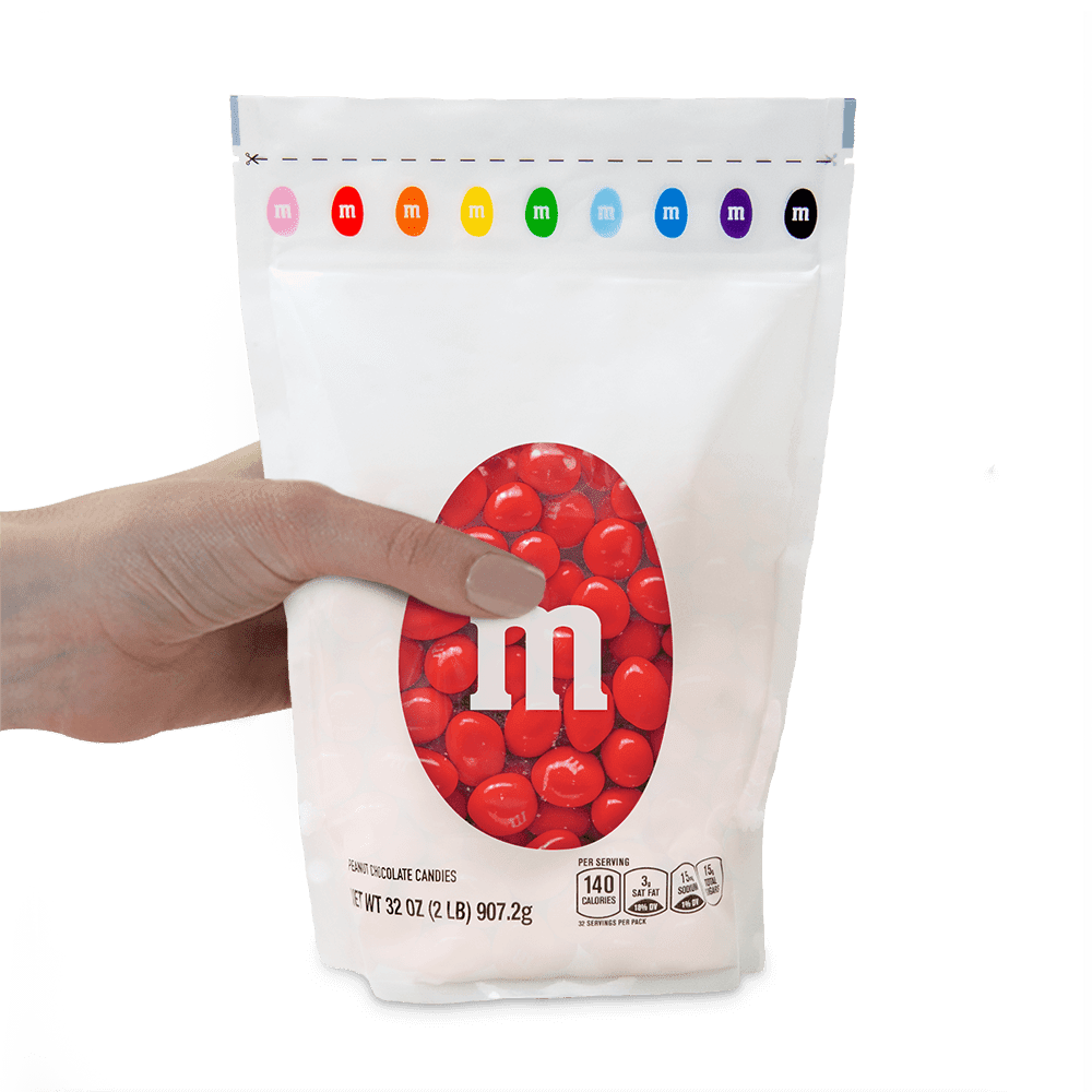 M&M'S Peanut Red Candy, 2lb Resealable Bulk Bag
