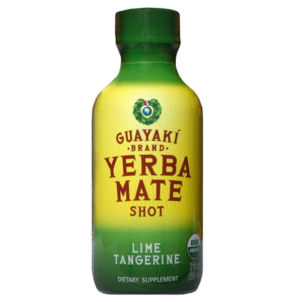 Guayaki Organic Yerba Mate Shot Lime Tangerine 2 oz Glass Bottles