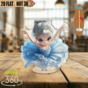 [2D flat] 1PC Rotating acrylic tabletop display featuring a graceful ballerina perfect for office decoration, gift giving, or artistic inspiration