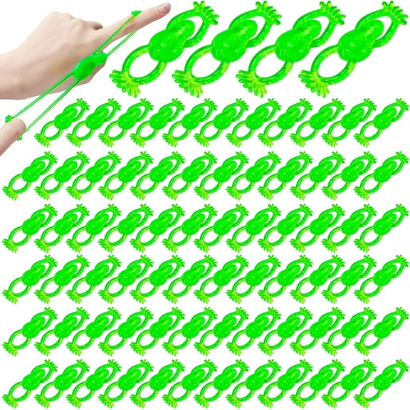 BlinkLLX 50 Pcs Flying Slingshot Frogs Toys Passover Day Toys Stretchy Slingshot Fun Shooting Flying Green Frogs Playthings Sticky Playthings for Party Favors Birthday Classroom Exchange Prizes Game