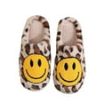 thumbnail image 5 of ZELAND Cozy Leopard Print Smiley Face Cotton Slippers for Couples - Thick Sole Non-Slip Indoor Winter House Shoes for Men & Women, 5 of 5