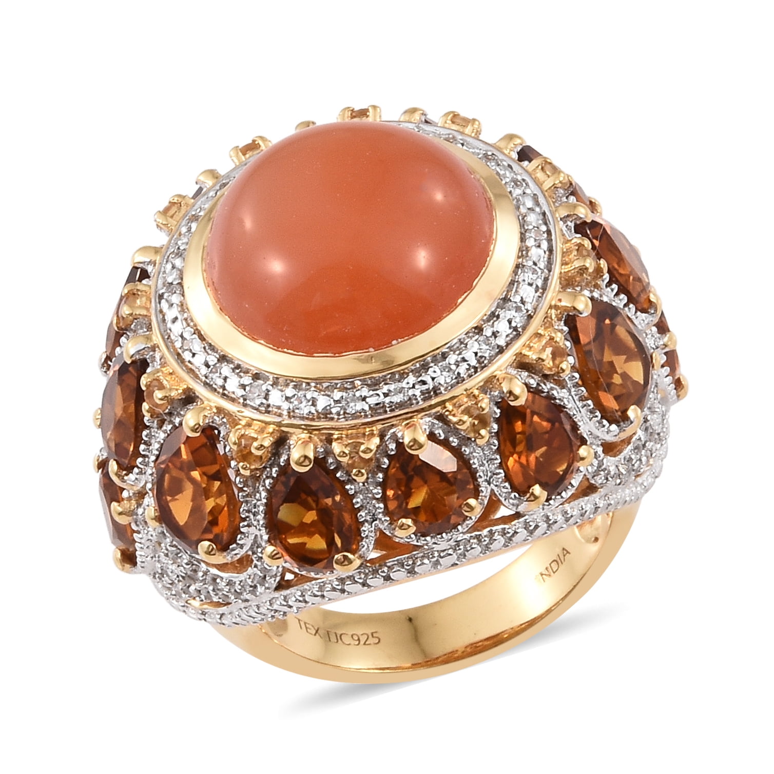 Shop LC - 925 Sterling Silver Yellow Gold Plated Round Carnelian ...