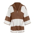 thumbnail image 4 of vigerkar Womens 2 Piece Outfits Summer Striped Workout Set Oversized Matching Lounge Sets Two Piece Short Set Brown, S, 4 of 7