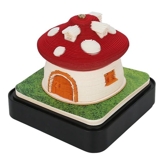 TQEHS Calendario de casa de hongos romántico con decoración 3D creativa y escritorio 2025 P7L9