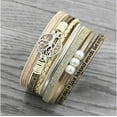 thumbnail image 2 of Leander Leopard Bracelet for Women, Boho Leather Wrap Multi-Layer Pearl Crystal Bracelet Bangle Jewelry, 2 of 6