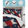 thumbnail image 4 of Quilts Twin Size Bedding Set, 4th of July Lightweight Quilted Comforter, Independence Day Patriotic Red Blue Stars Soft Reversible Bedspread Coverlet with Pillow Covers for All Season, 68" x 86", 4 of 7