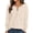 Beige, variant on Women's Waffle Knit Half Button Long Sleeve Top, Crewneck Casual Pullover with Adjustable Front Placket, Lightweight Textured Blouse for Spring Fall Layering Daily Wear Beige L