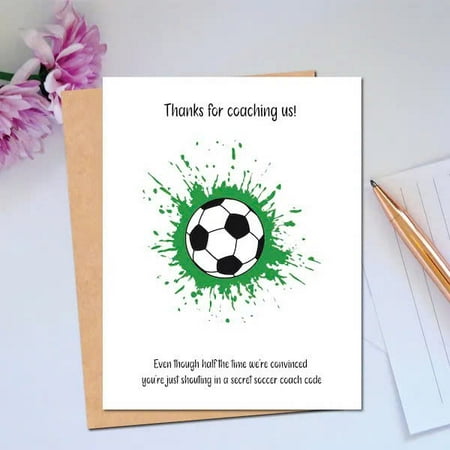 Soccer Coach Thank You Card – Fun and Whimsical Design – Blank Inside for Personal Messages – Perfect Gift for Coaches, Mentors, and Sports Enthusiasts