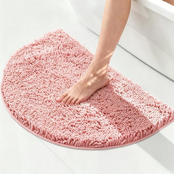 MudFree Bathroom Rugs, Super Absorbent Chenille Door Mat Bath Mat for Tub Non Slip, Quick Dry Machine Washable Floor Mat for Kitchen Pet, Pink 31"X20"