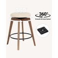 thumbnail image 6 of Joyyskill Swivel Barstools Set of 2, Backless Wooden Counter Height Barstools with Upholstered & Metal Footrest, Brown/Beige, 6 of 7