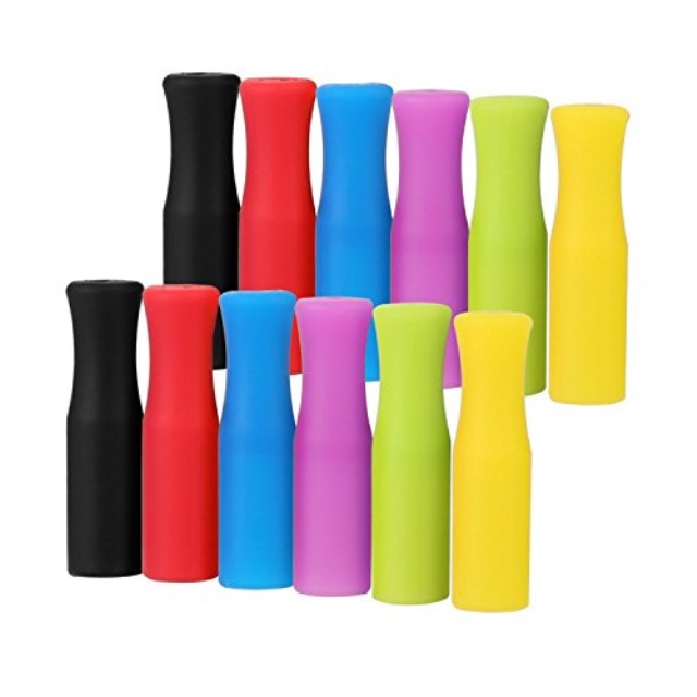 12PCS Silicone Straw Tips, Multicolored Food Grade Straws Tips Covers Only Fit for 14 Inch