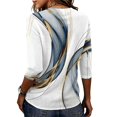 thumbnail image 7 of Abstract Geometric Print Top for Women, Crew Neck Half Sleeve Loose Fit Tunic Blouse - Lightweight Casual Summer Tee Shirt Blue XL, 7 of 7